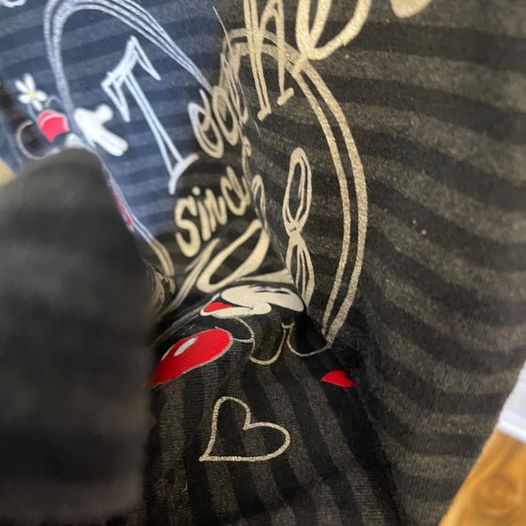 Disney Graphic Tee Heart Minnie & Mickey Together Since 1928 T-Shirt S Striped V - Picture 12 of 12